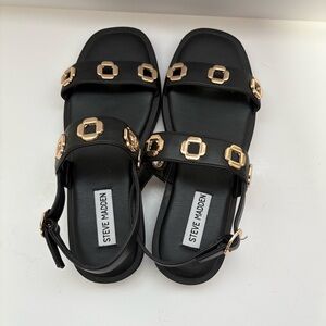 Steve Madden Sandals Tenacious Slingback Black Ankle Strap TNCS01S1 Women’s 7.5M